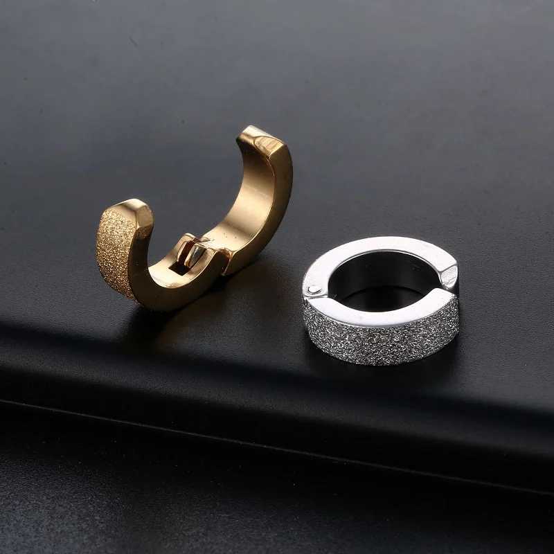 2 pieces of mens/womens titanium steel ear clips non perforated fake earrings six spike frosted earrings round punk jewelry gifts W241017