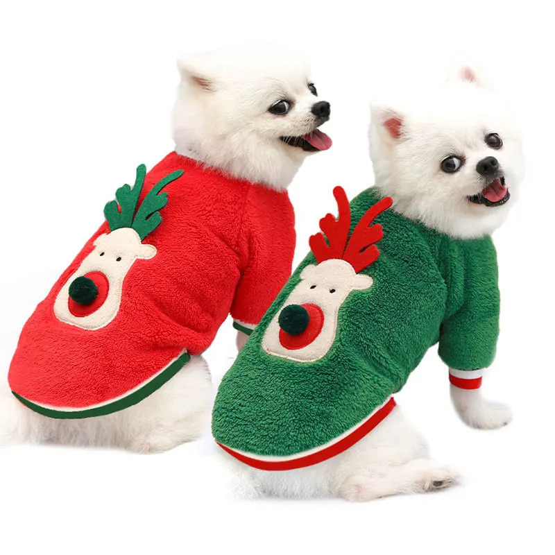 Christma Pet Clothing Elk Printed Warm Puppy Cat Beautiful Winter Clothing Comfortable Puppy Clothing 241016