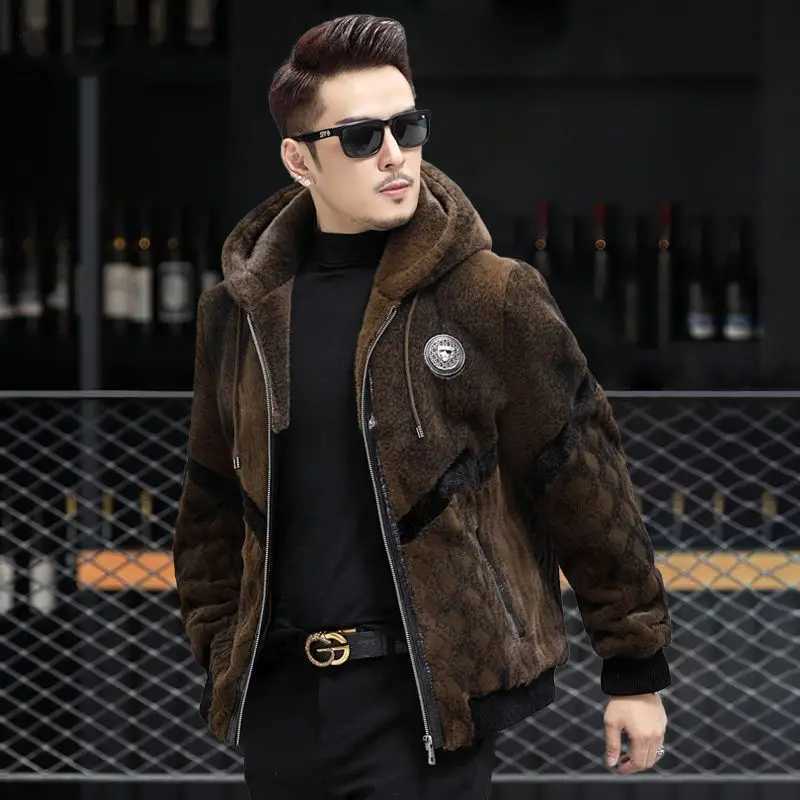 New autumn and winter collection Real fur coat imitating raccoon fur mens coat long hat big fur coat mens jacket Z85 W241017