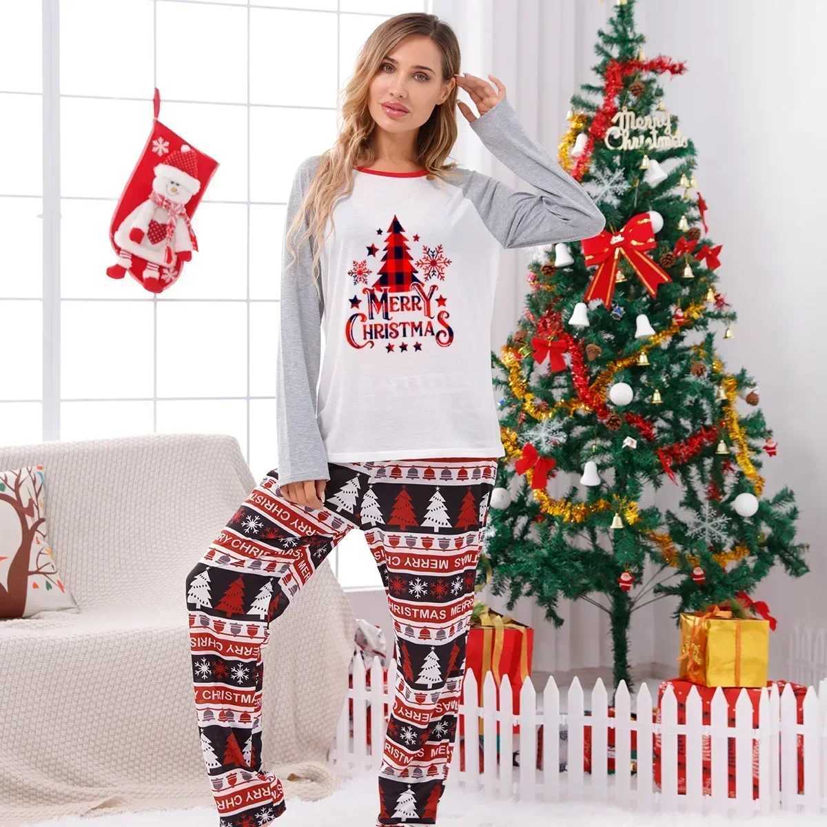 New 2024 Mom Daughter Dad Son Matching Pajama Set Christmas Set allows printing 2-piece set Pajama Home Appearance Pjs W241015