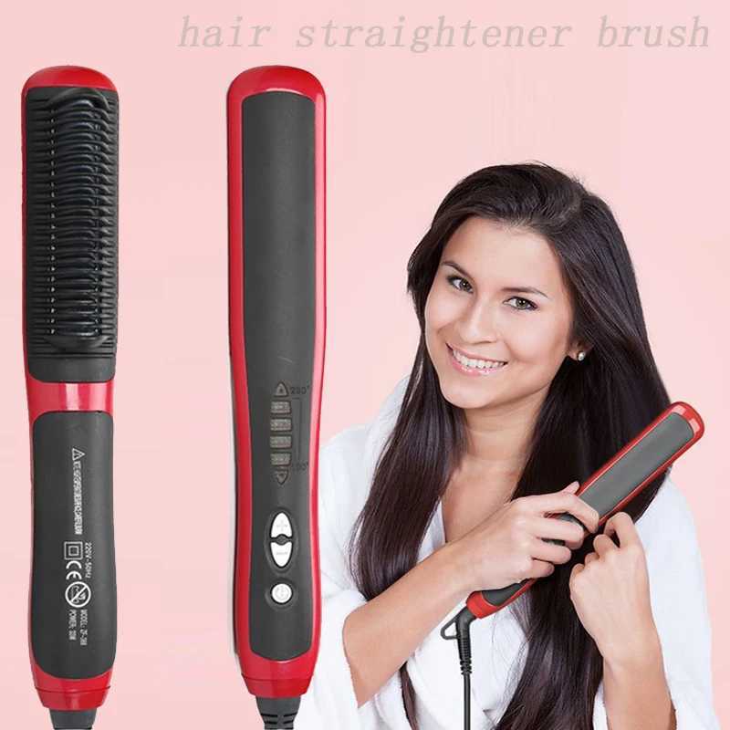 Electric Hair Straightener Brushes Anti-Scald Straight Curling Dual-Use Bangs Straightening Splint Inner Buckle Irons Fast HeatXJ241016