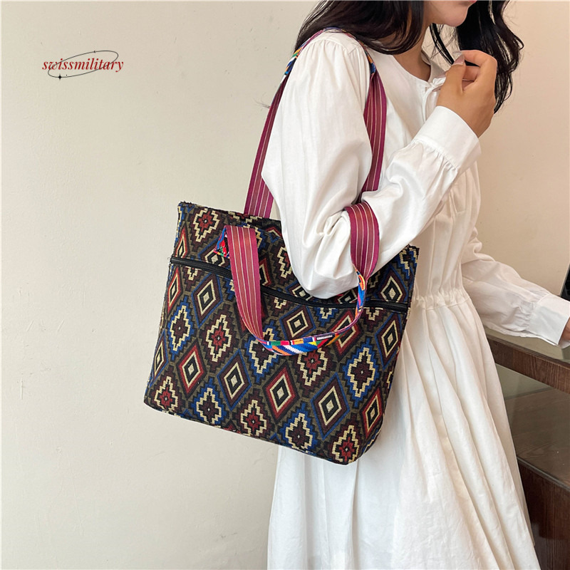 Large capacity 2024 new ethnic style series simple cross women's shoulder casual versatile tote bag #18 swissmilitary