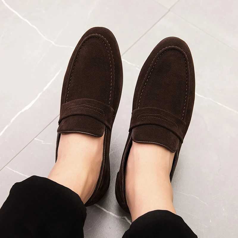 Spring Casual Genuine Leather Suede Loafer Shoes Mens Soft Trends Nighlub Shoes Man Footwear for Man Fi FlatsXJ250118