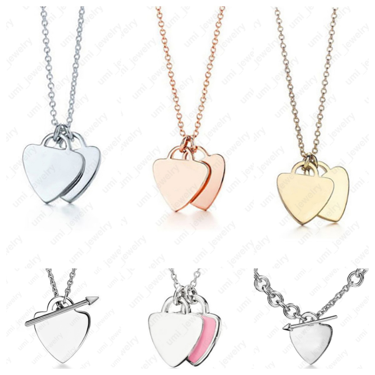 Sterling silver jewelry heart necklace Simple fashion 925 gold plated sterling silver correct version hig quality charm heart pendant Send a girlfriend gift
