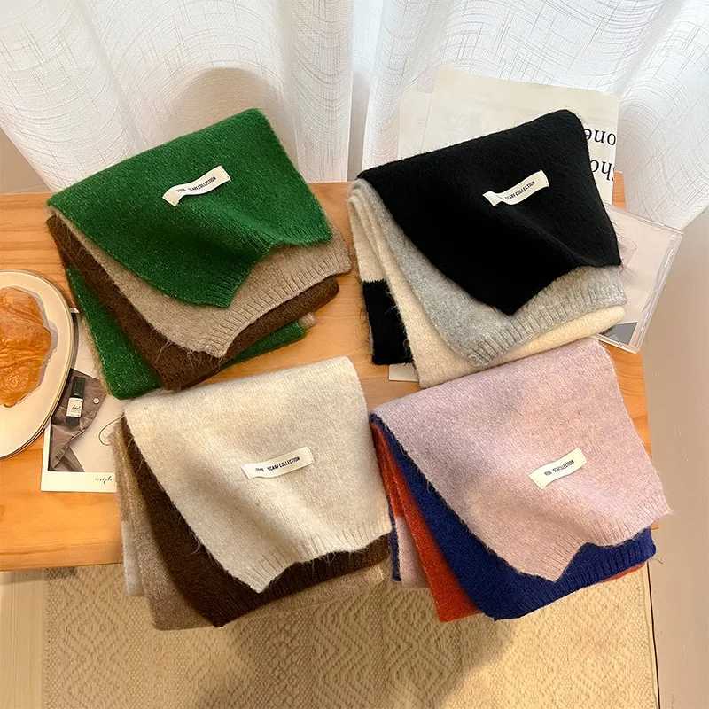 Korean style winter warm wool scarf for tattoo design striped elastic knitted scarf Fem Bandana thick collar shawl X241017