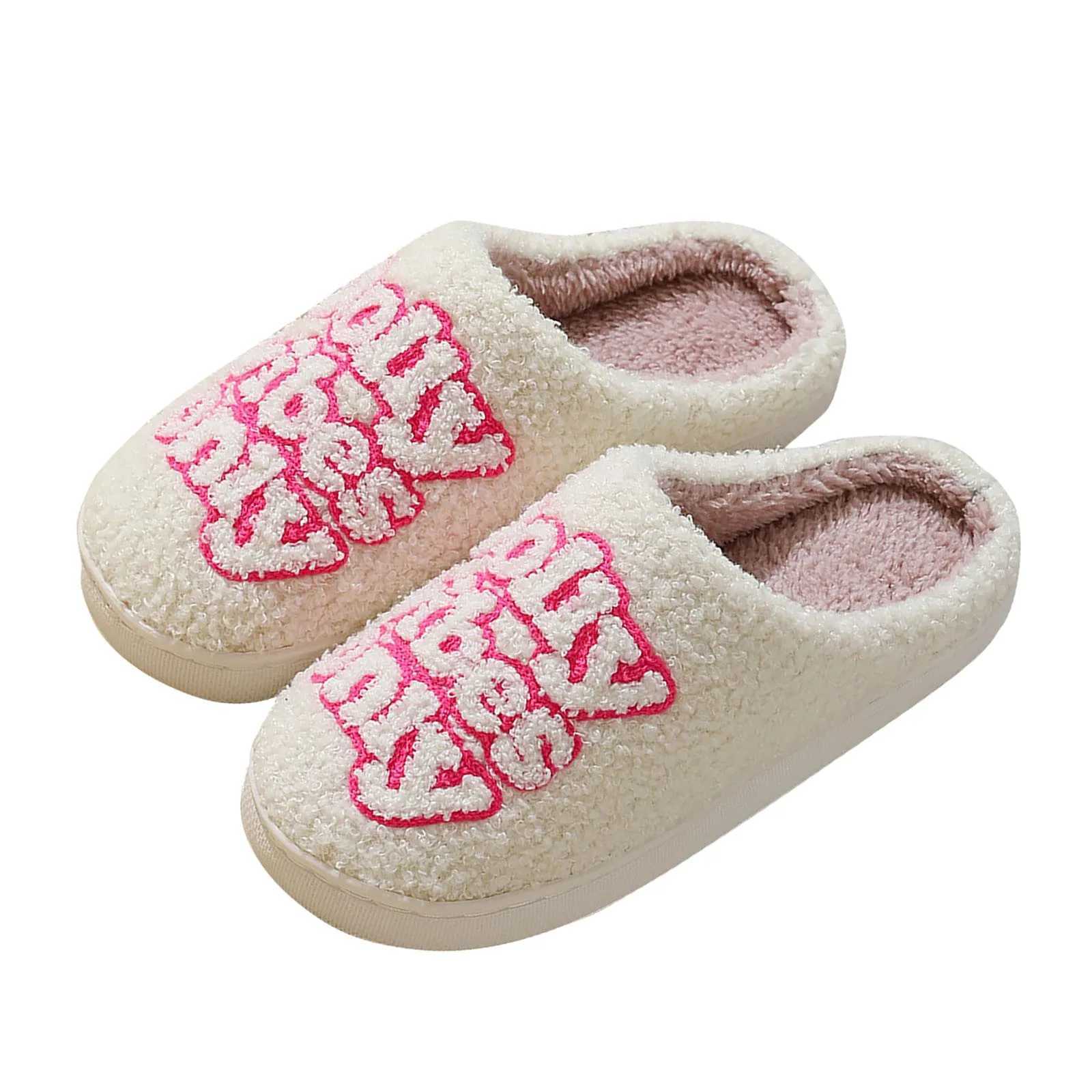 Womens winter slider Christmas sweet printed cotton warm fluffy slider household plush non slip womens comfortable sliderCL241017