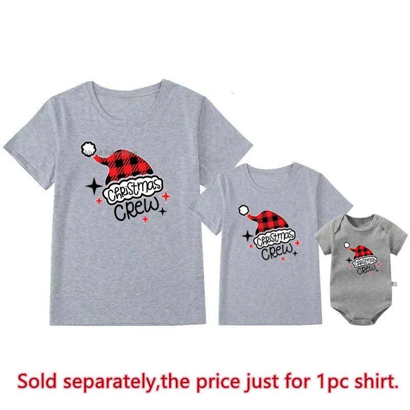 Christmas Crew Shirts Cotton Family Matching Outfits Dad Mom Kids Tshirts Baby Rompers Party Tops Clothes 241017