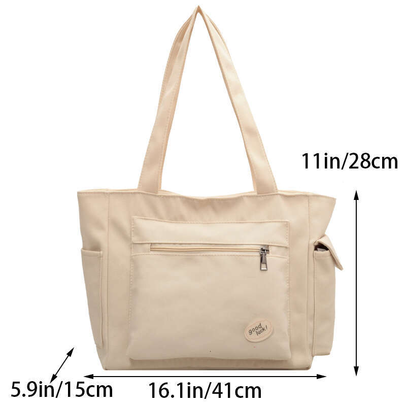 Lightweight Canvas Shoulder Bags For Women Ladies Handbags Multi Pockets Pure Color Travelg Shopper Totes