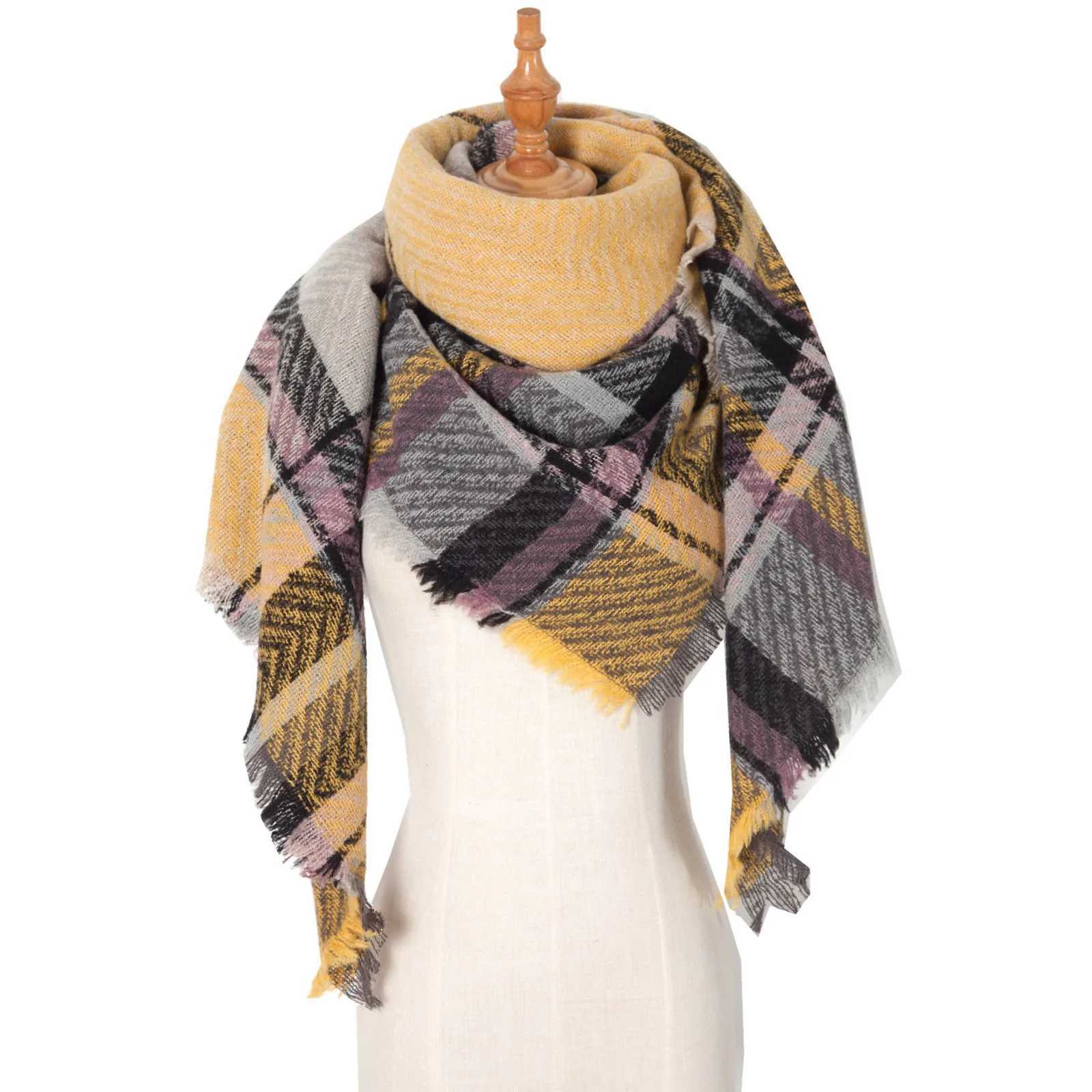 Warm Fashion Plain Scarf Winter Cashmere Tassel Scarf 2024 Fem New Fashion Soft Shawl Bag Neck Warm Triangle Scarf X241017