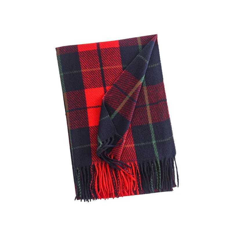 Doiaeskv Christmas Red Checkered Scarf Winter Versatile Scarf Wens High End Scarf Warm Shark X2410171