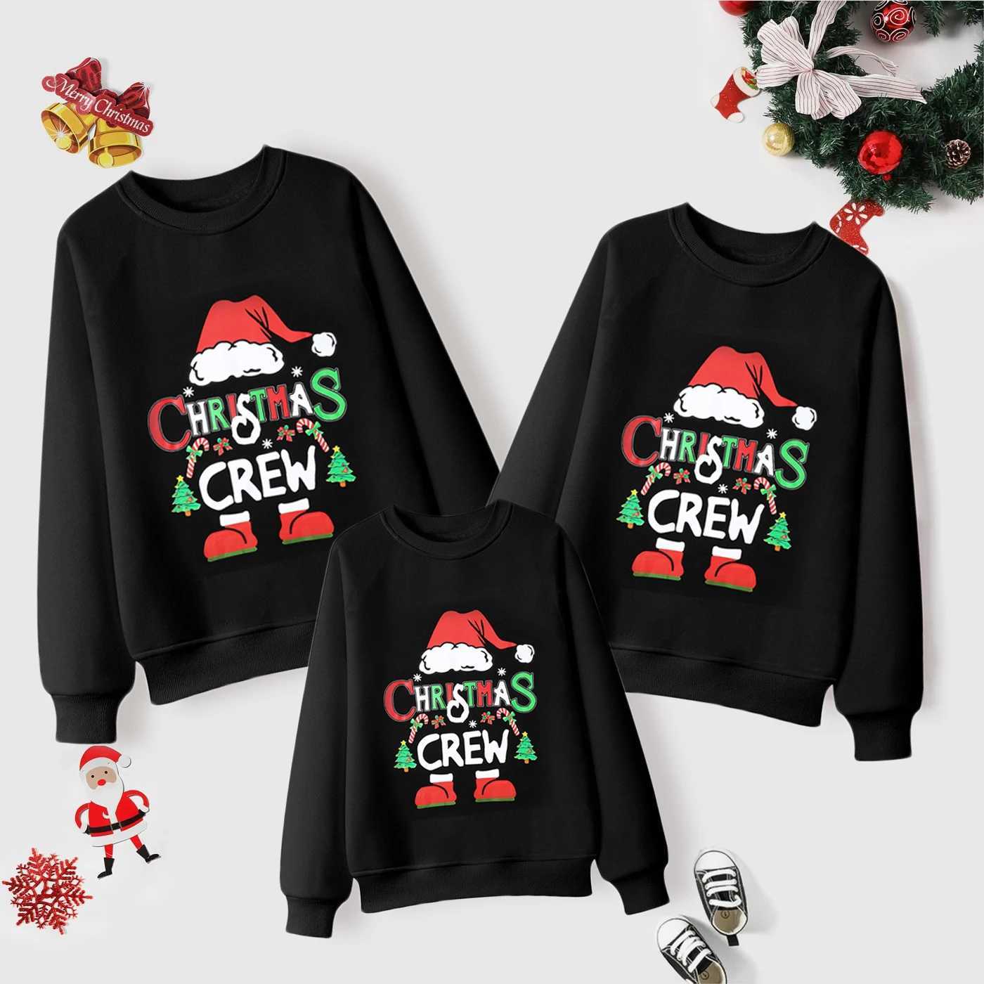 Christmas Family Appearance Matching Set Sportswear Pulling 3D Cartoon Reindeer Print Matching Hoodie O-Neck Wool Top Christmas W241015