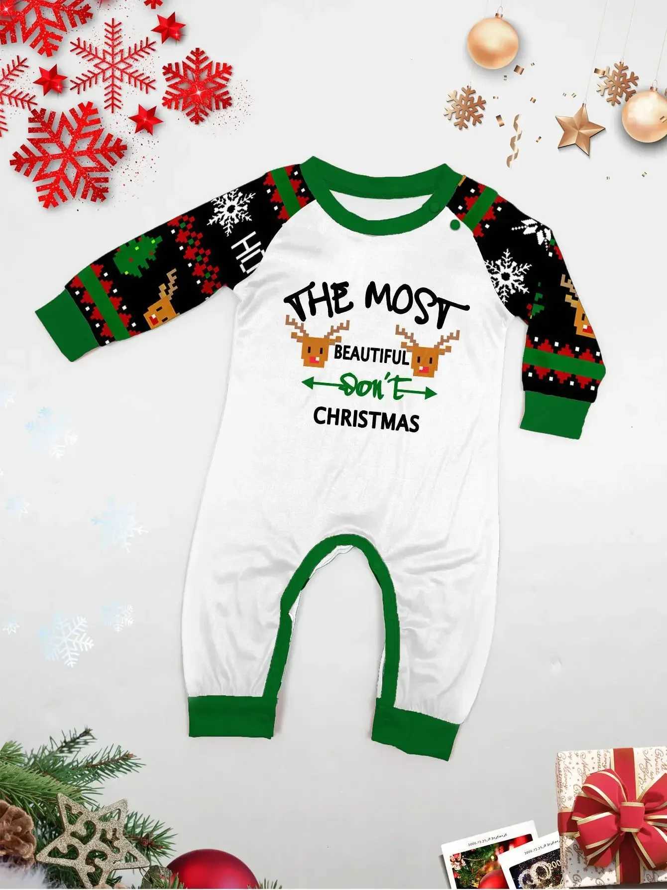 Family Christmas Matching Set Letter Printing Pajamas Mom Daughter Dad Son Matching Clothing Set Baby Dog Pants Pjs Christmas Appearance W241015