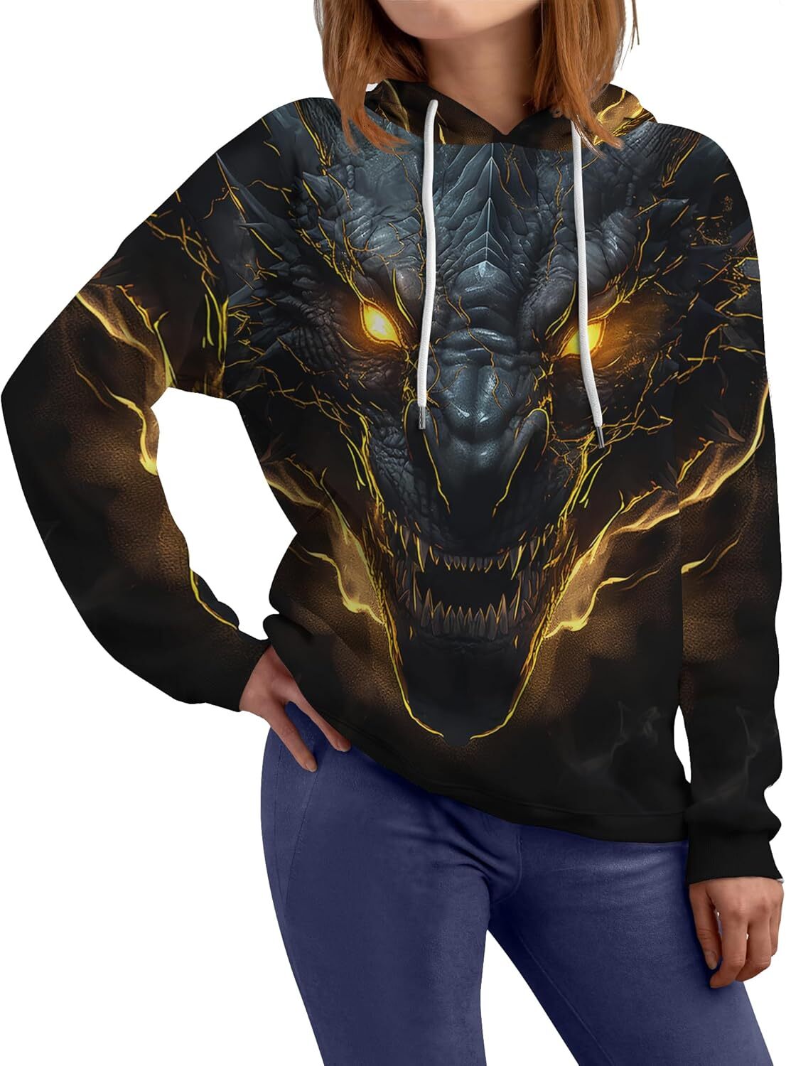 Hoodie for Mens Womens Unisex Cool Animal Print Pullover Hooded 3d Graphic Print Sweatshirt with Big Pockets Graphic Hoodies sweatshirt Pullover Long 