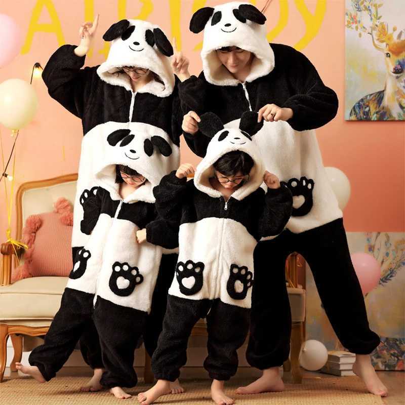 Family Matching Set Couple Warm Wool Onesies Pajamas Womens Anime Splicing Pajamas Childrens jumpsuit W241015