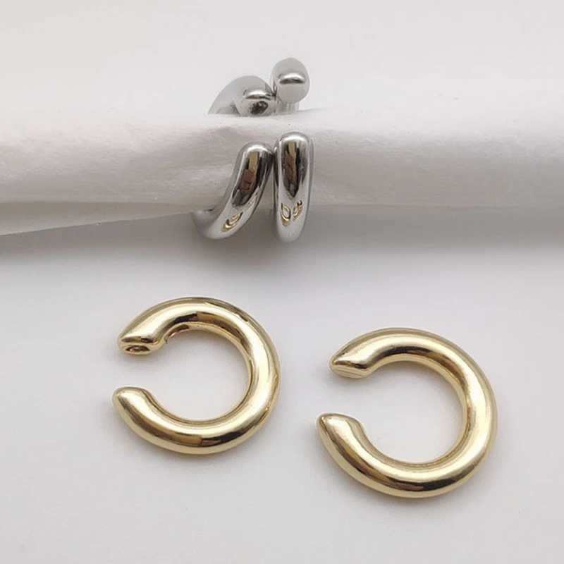 New minimalist gold silver round earrings womens non perforated C-shaped geometric earrings bone clips punk jewelry W241017
