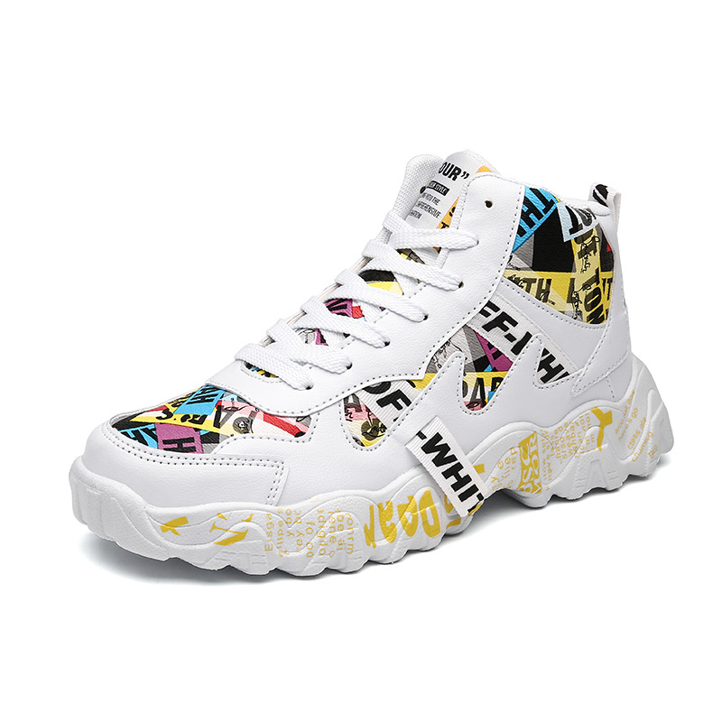 Men Women Running Shoes Trendy Tennis High top Fashion PU Leather Platform Sneaker for Outdoor Activities