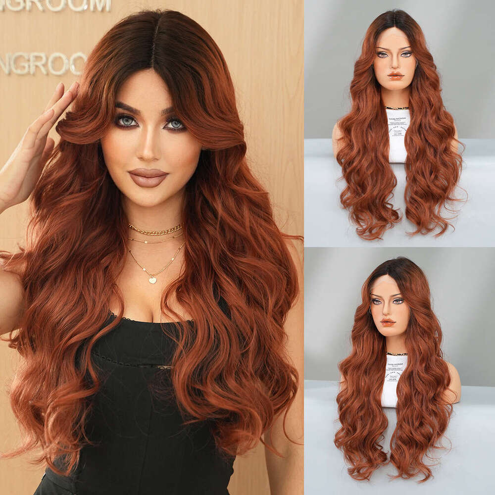Female Wave Small T Forehead Wig White Gold Pick Color Synthetic Mechanism Headset Lace Front Wigs