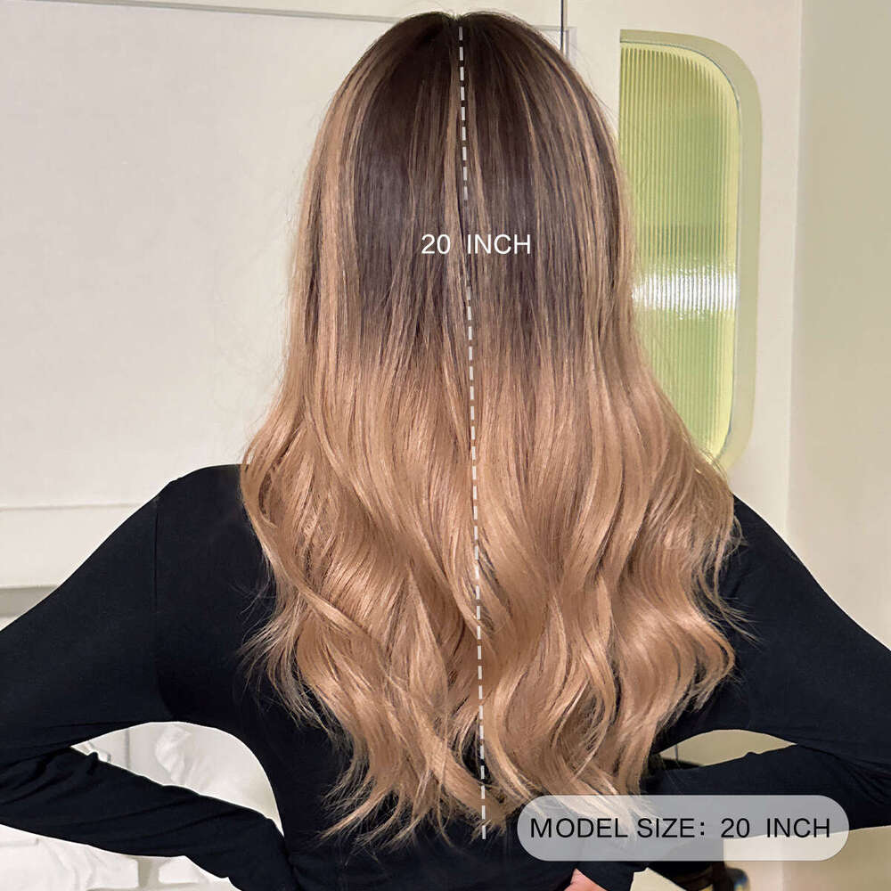 New Japanese And Korean For Women Long Hair In Cocoa Gold, Dyed With Bangs, Curly Hair, Synthetic Mechanism Wig