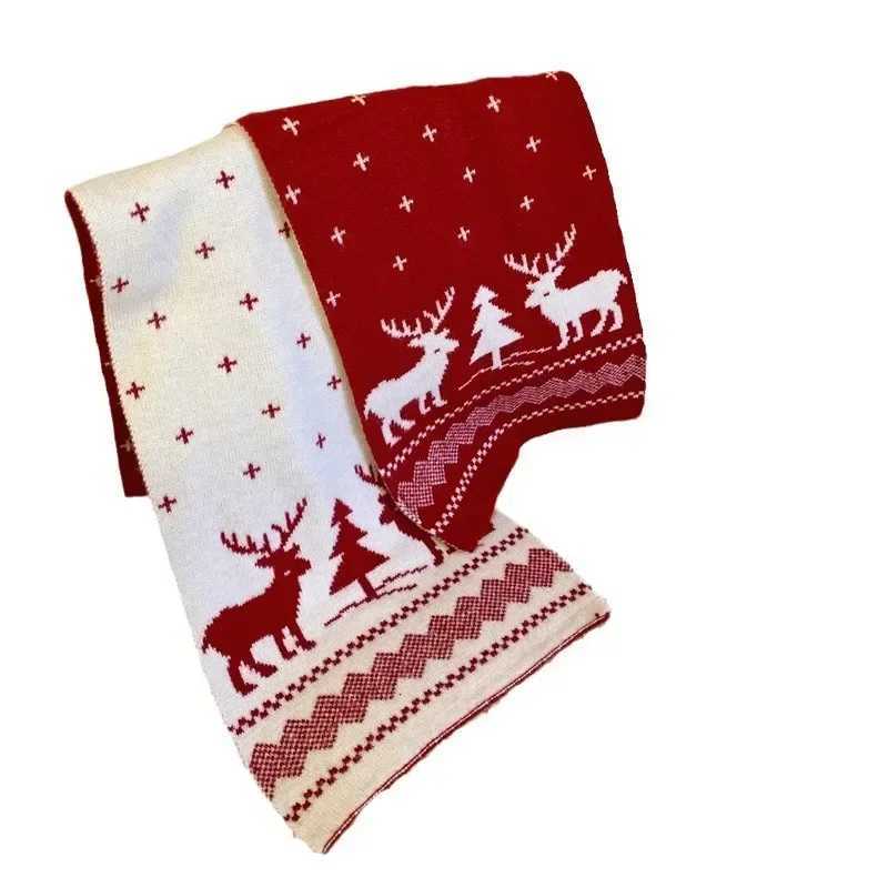 Christmas Gift Red Deer Scarf Text Versatile Autumn/Winter Warm Extended Edition Student Cute Skin Friendly Scarf X241017