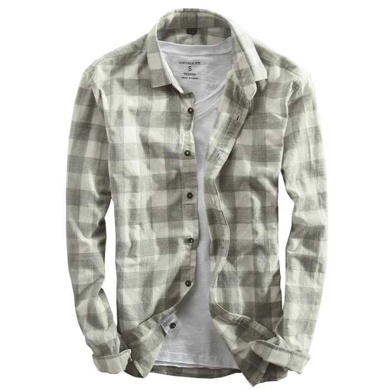 2019 Spring And Autumn Vintage China Style Classic Plaid Cotton Long Sleeve Blue Shirt Male Casual Slim Fit Shirt Import Clothes LX241017