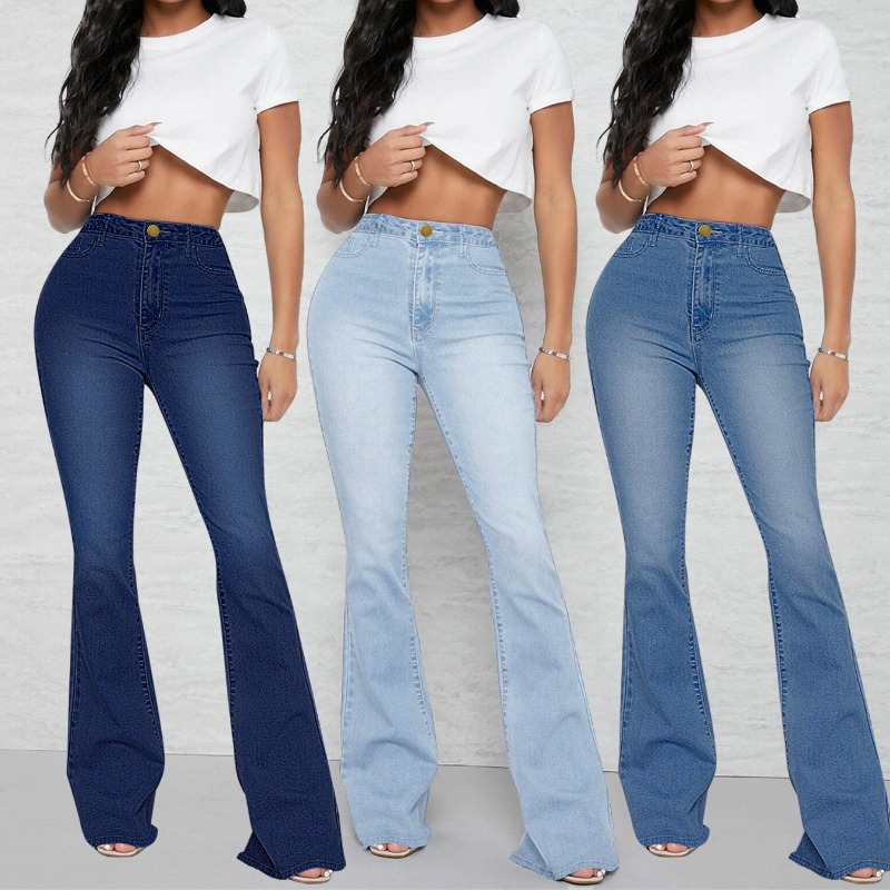 Women's Flare Bell Bottom Jeans High Waisted Wide Leg Bootcut Jeans Stretchy Denim Pants