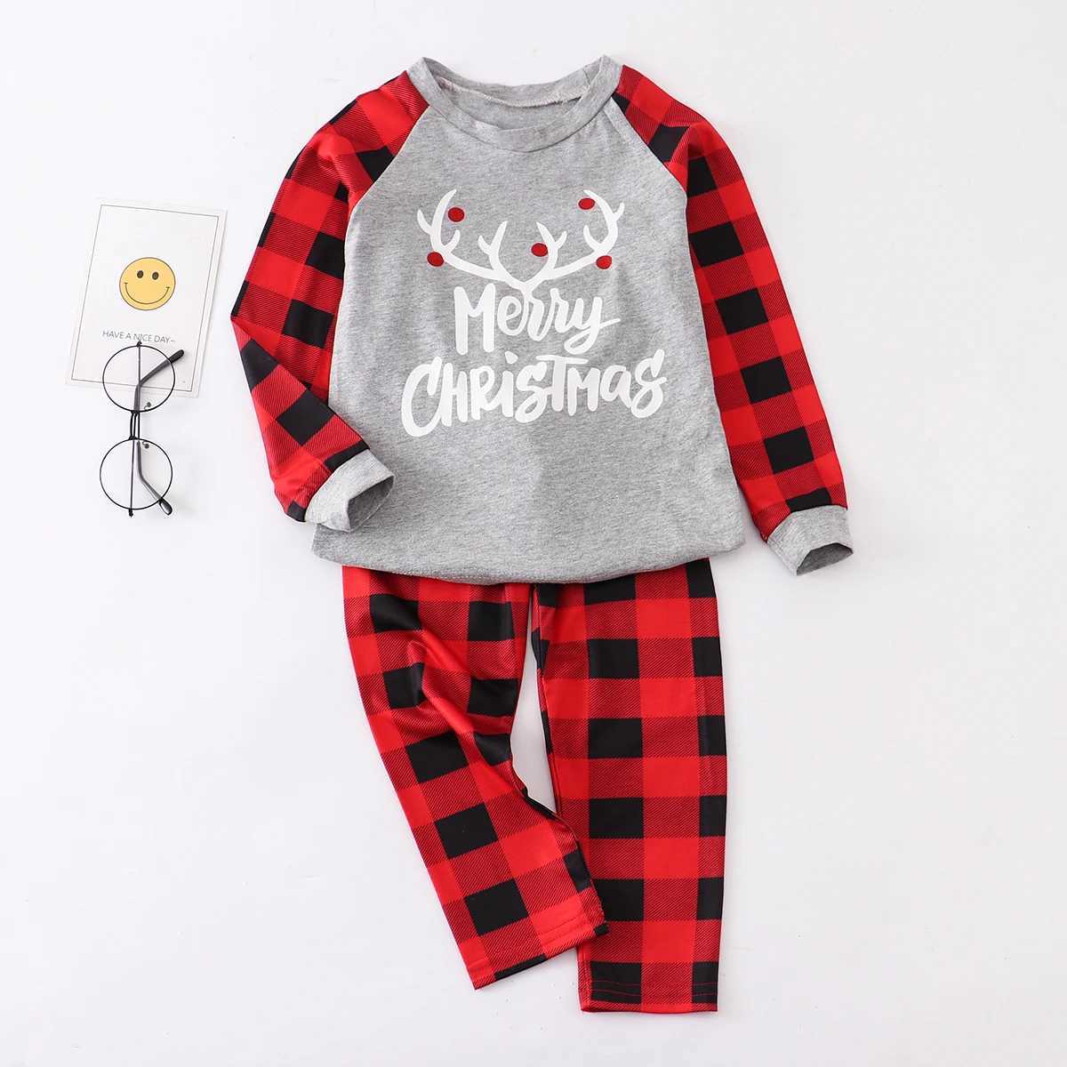 Christmas Family Matching Pajamas 2022 Family Matching Pajamas Top+Pants Adult Children Family Matching Clothing Baby Pants W241015