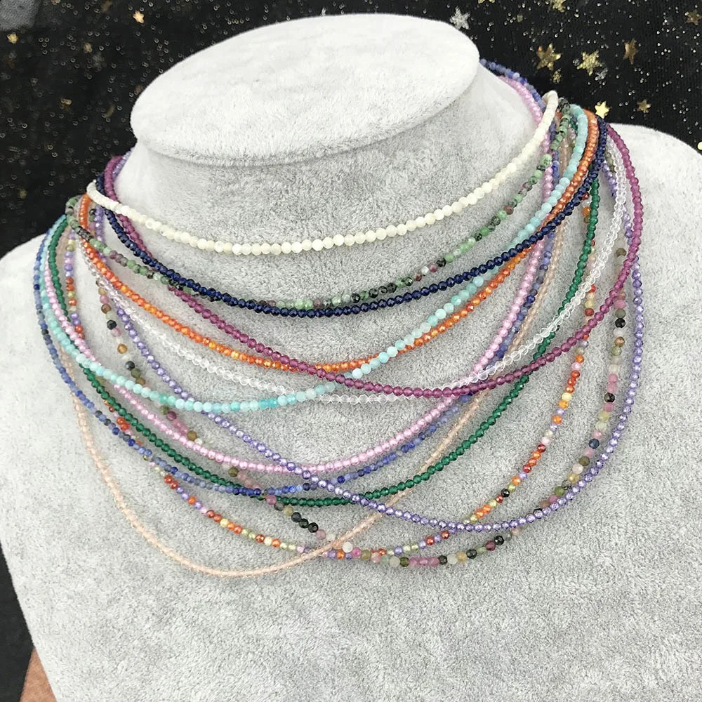 Super Shiny Crystal Necklace Simple Bead Necklace Facted Natural Stone Necklace Clavicle Chain Womens Jewelry Mens Gift 241017