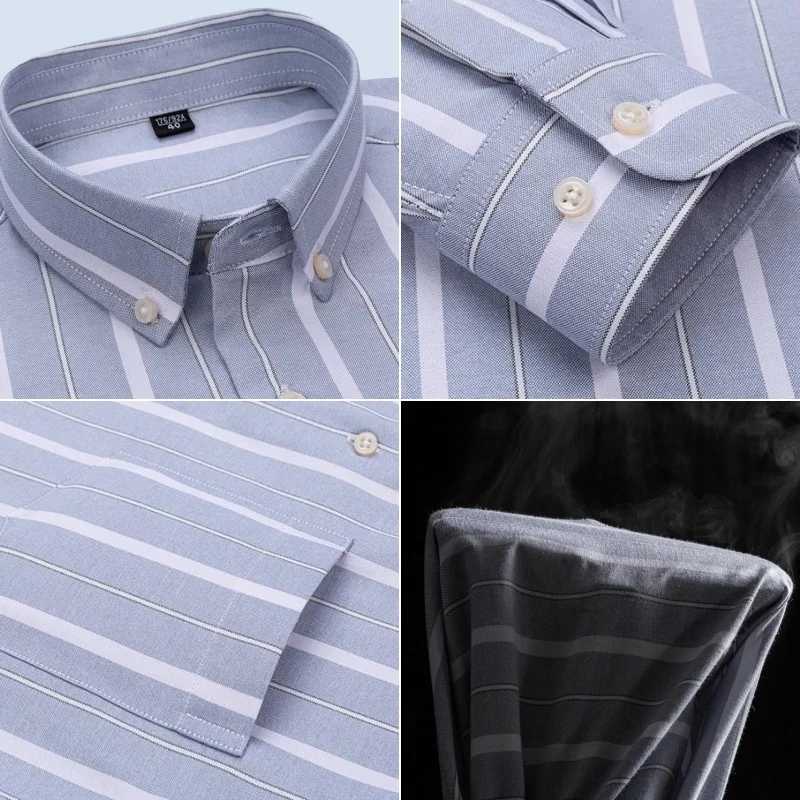 Mens Social Shirts Long Sleeve 100%Pure Cotton Oxford Buttoned Plaid Formal Male Casual Clothes Oversized Shirt Plus Size S-7XL LX241017