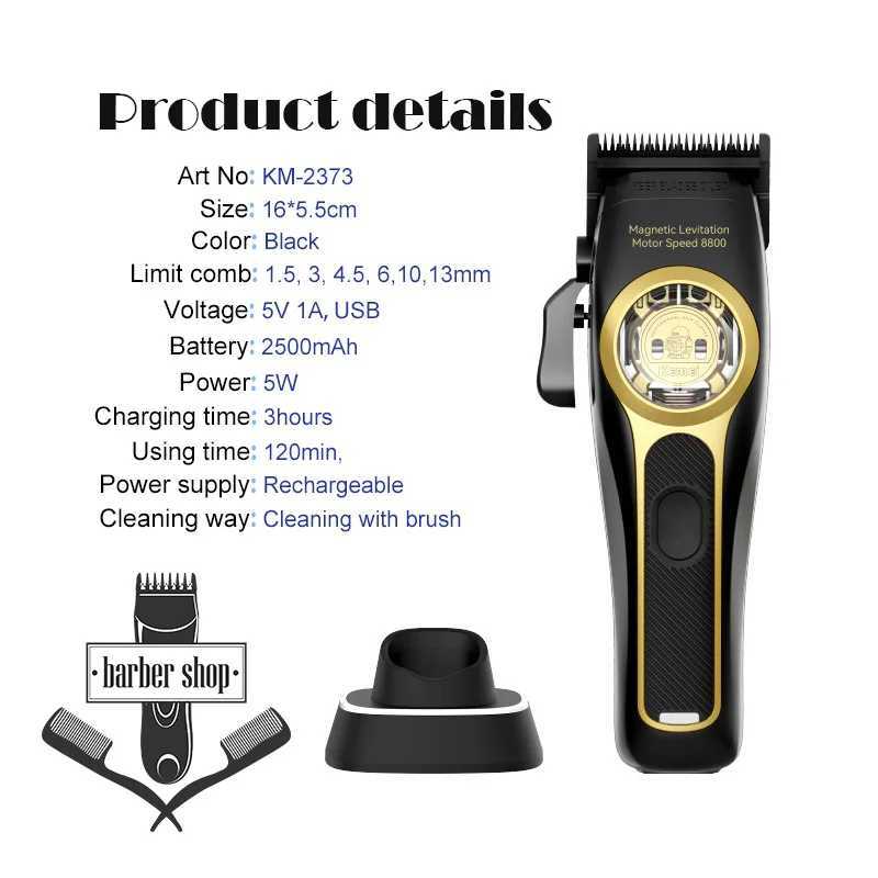 Kemei KM-2373 Beautiful Hair Clipper Professional Hair Cutting Machine With Charging Base For Men Electric Hair Trimmer Men Gift W241227