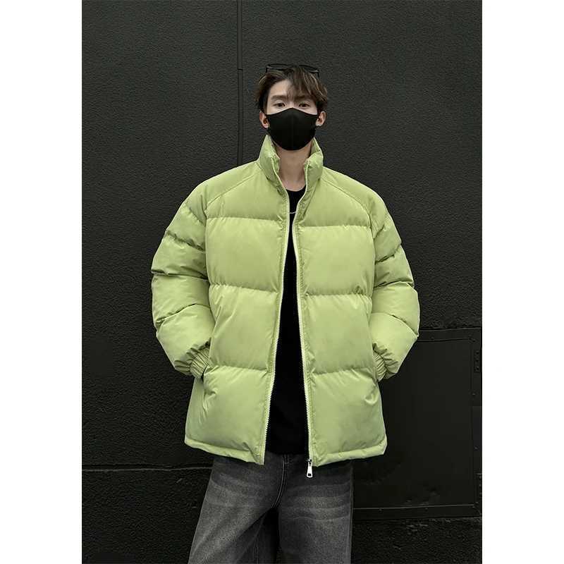Winter jacket mens warm and fashionable solid color thick jacket mens street clothing mens loose thick short jacket mens Parka clothing X241017