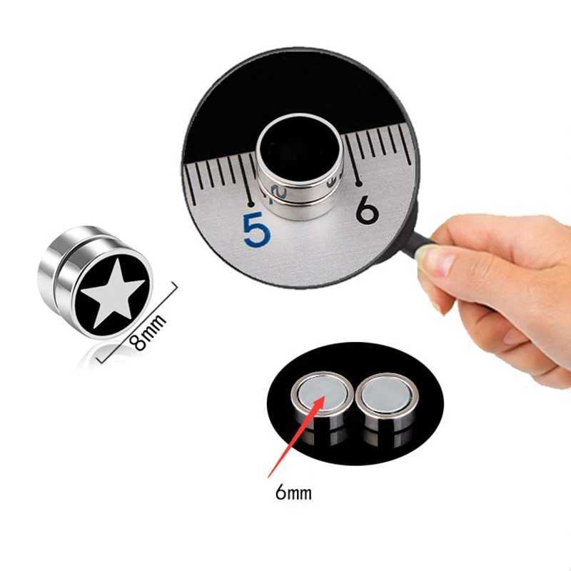 1 piece of 8mm mens strong magnetic health ear clip earrings non perforated fake earrings trendy punk jewelry on the street W241017