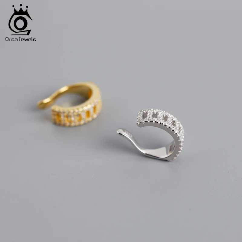 ORSA JEWELS 925 sterling silver anti allergy fashionable earrings cuffs suitable for womens party ear clips zircon earring accessories 1 piece CL01 W2