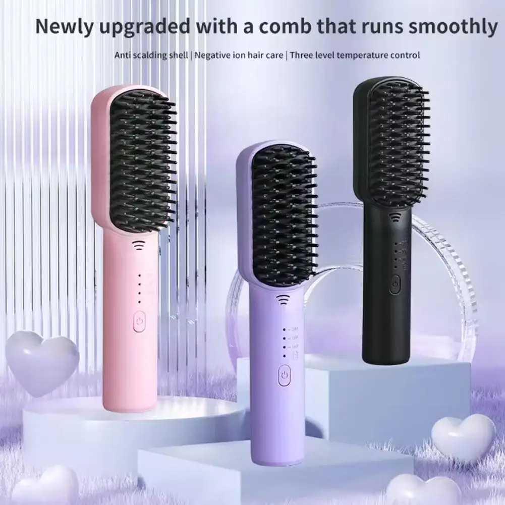 Wireless Hair Straightener Brush Negative Ions Do Not Hurt Hair Mini Portable Hair Styling Hair Cordless Straightening Comb Q0M9XJ241016