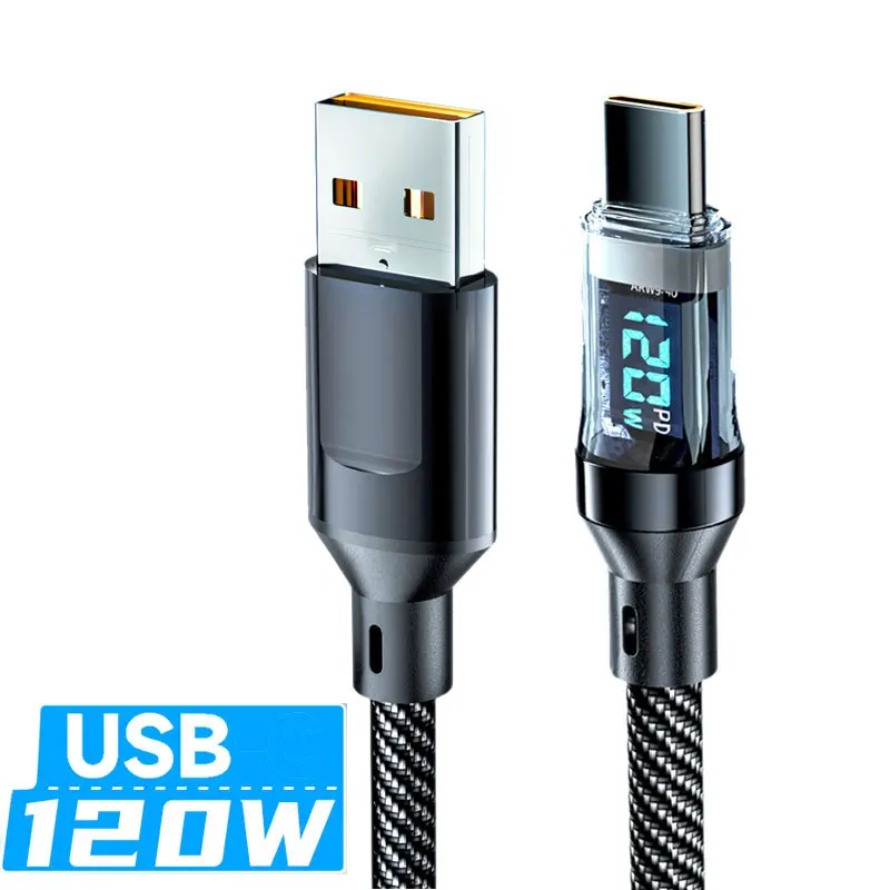 2Pcs 120W USB to Type C Digital Display Cable Fast Charging 100W PD Type -C to C Cable For Xiaomi HUAWEI Macbook iPad