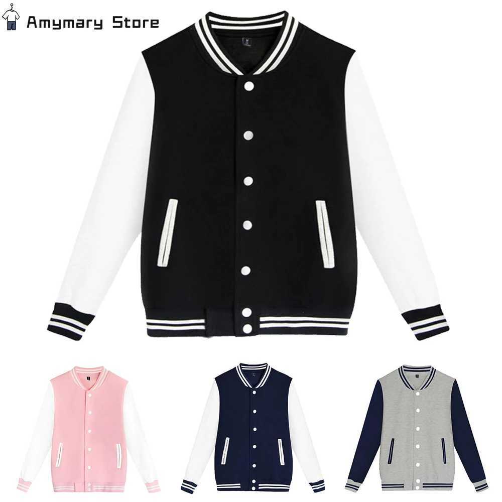 New Couple Baseball Jacket Spring and Autumn Mens Female Pilot Bomber University Solid Leisure Hip Hop Korean Fashion M241017