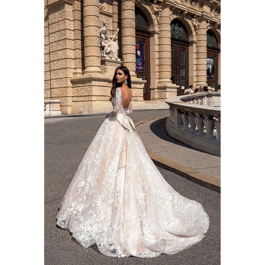 Beach Boho Wedding Modest Dress O Neck Sleeves Backless A E Long Lace Plus Size Wedding Dresses Bridal Gowns Vestidos De Novia es