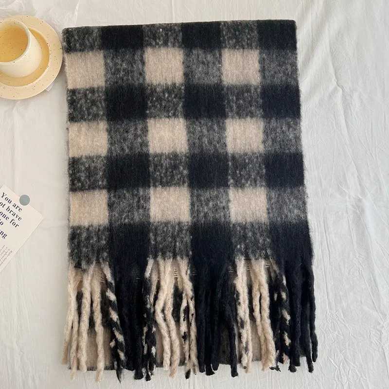 Cashmere scarf shawl plain tassel thick winter warm blanket Fem soft headscarf 2024 Pashmina scarf X241017