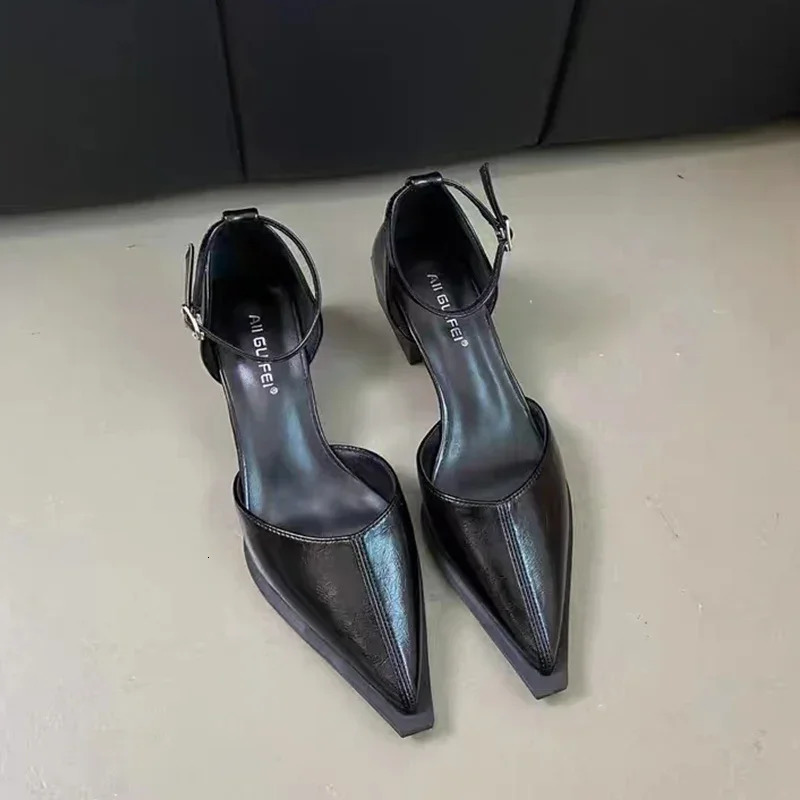 Pointed Toe Sexy Sandals Women Mid Heels Party Shoes Summer 2024 Pumps Fashion Slippers Chunky Female Dress Zapatos Shallow 241016
