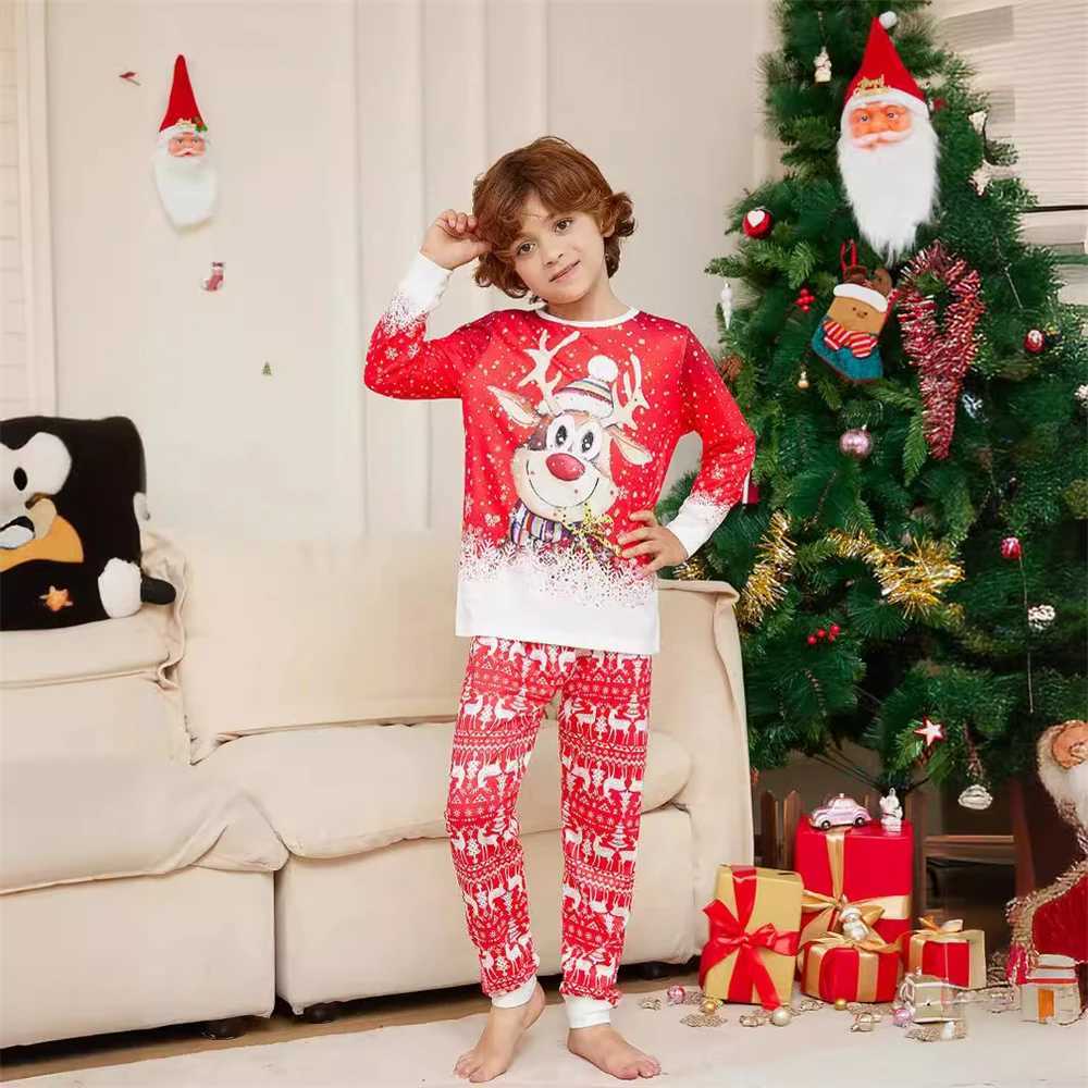 2024 Family Christmas Pajamas Red Deer Printing Christmas Match Mom Dad Girl Boy Daughter Son Comfortable Family Clothing W241015