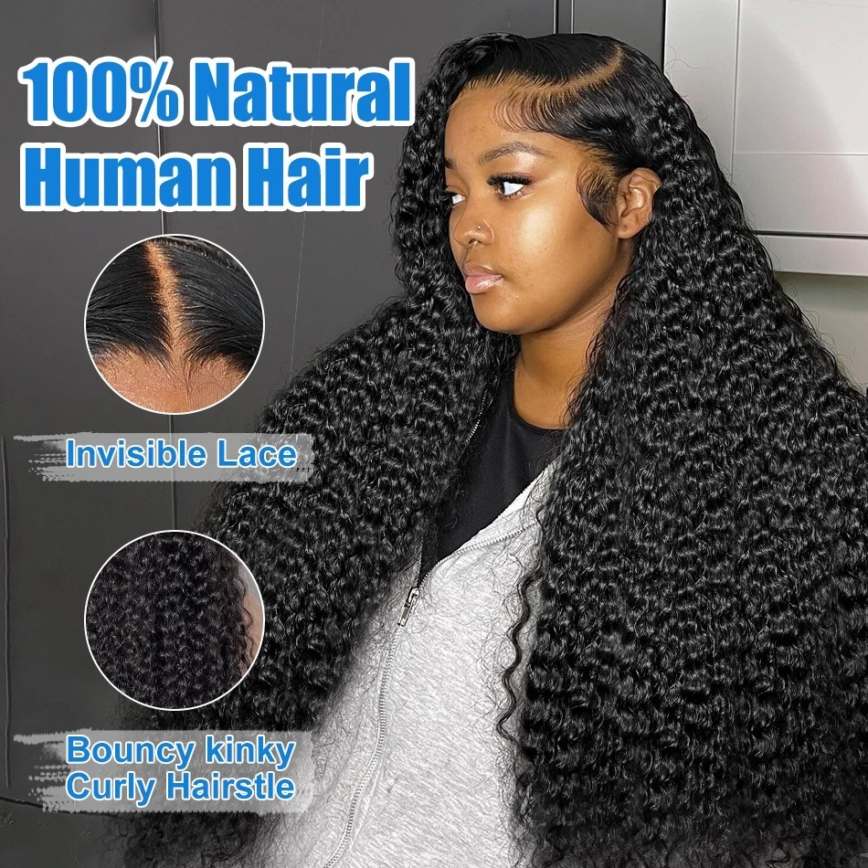 180 Density Deep Wave 13X4 Front Transparent Human Remy Hair 30 40 Inch Curly 13X6 HD Lace Frontal Wig For Black Women