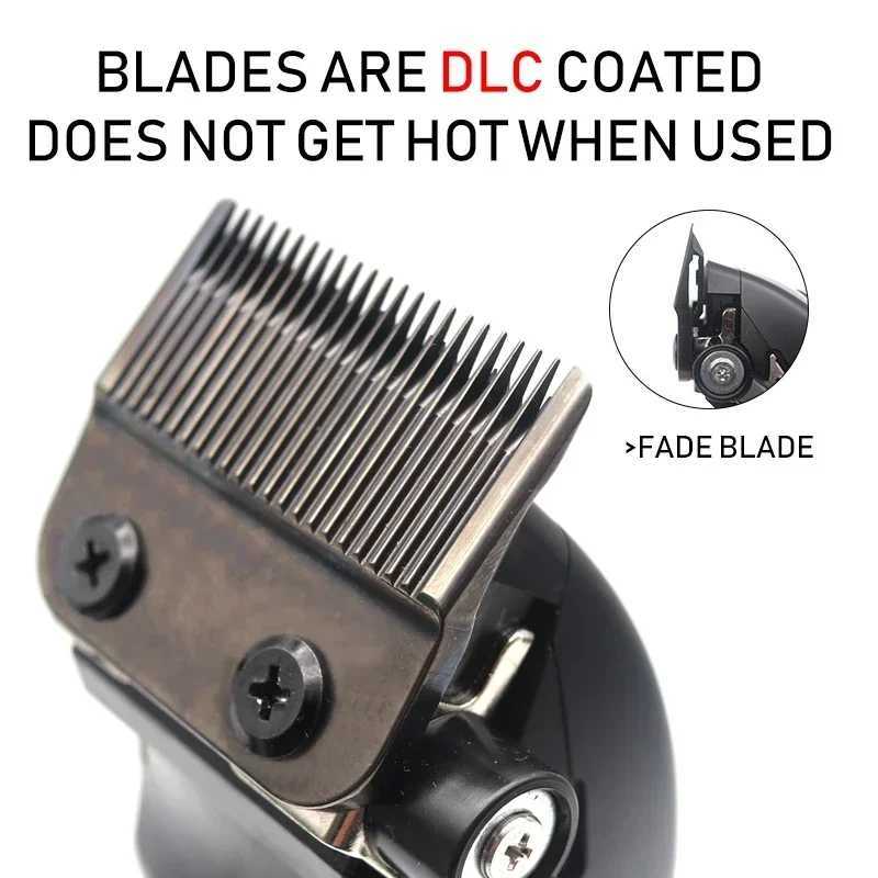 Professional Barber Electric Mens Trimmer with 8000RPM Seat Charging Large Capacity Battery DLC Coated Blade Barber W241017
