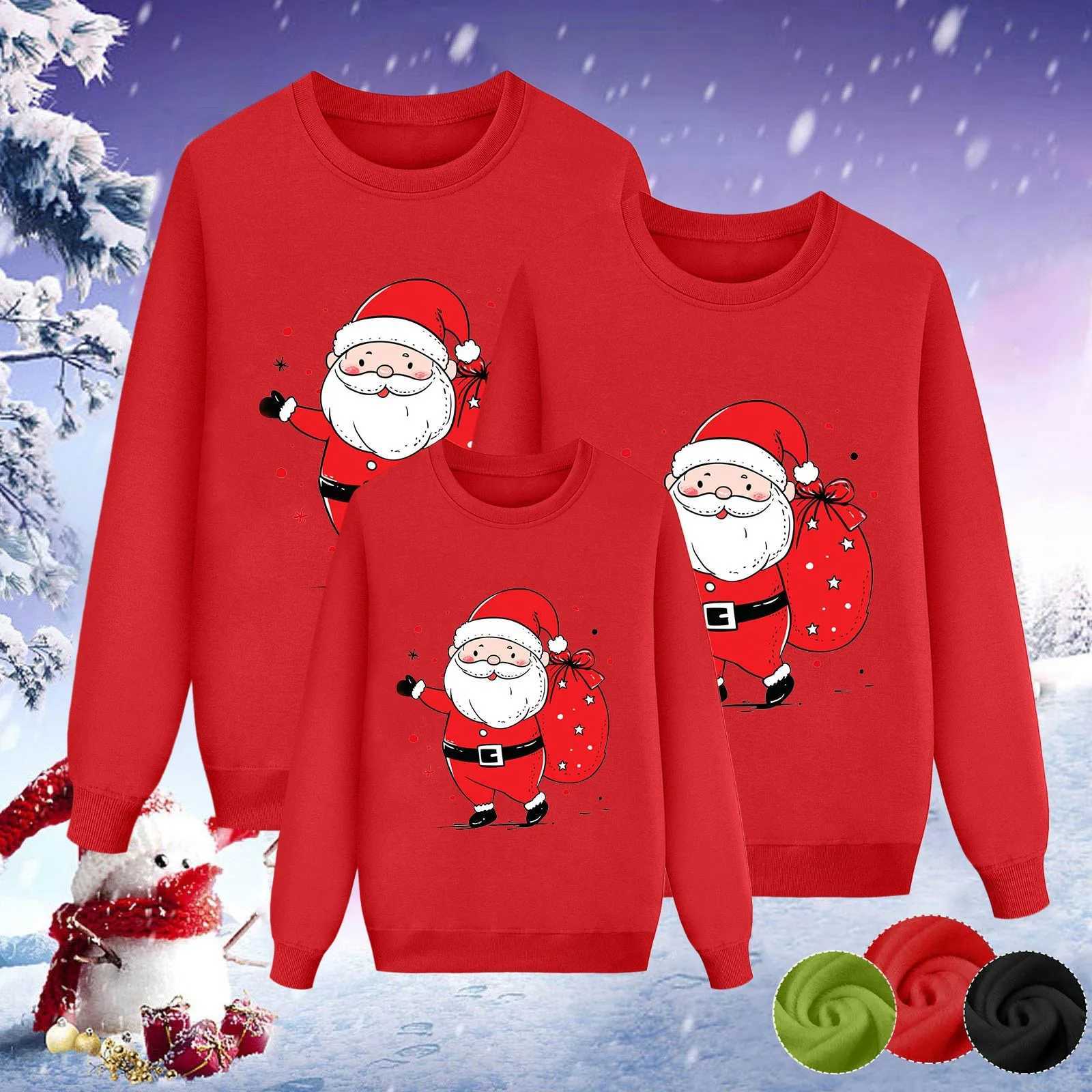 Santa Claus Family Matching Sportswear Santa Claus Printing Childrens Mom and Me Clothing Father Mother Childrens Family Clothing Sudaderas Navidad W2
