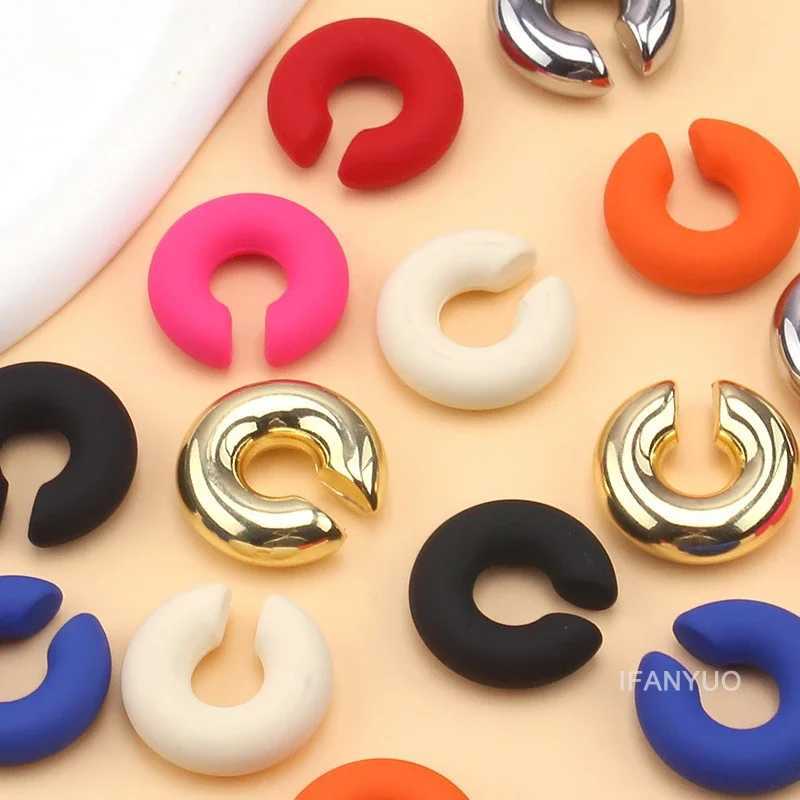 Non perforated gold clip colorful C-shaped glossy ear bone clip fake cartoon earrings womens fashion jewelry gift W241017
