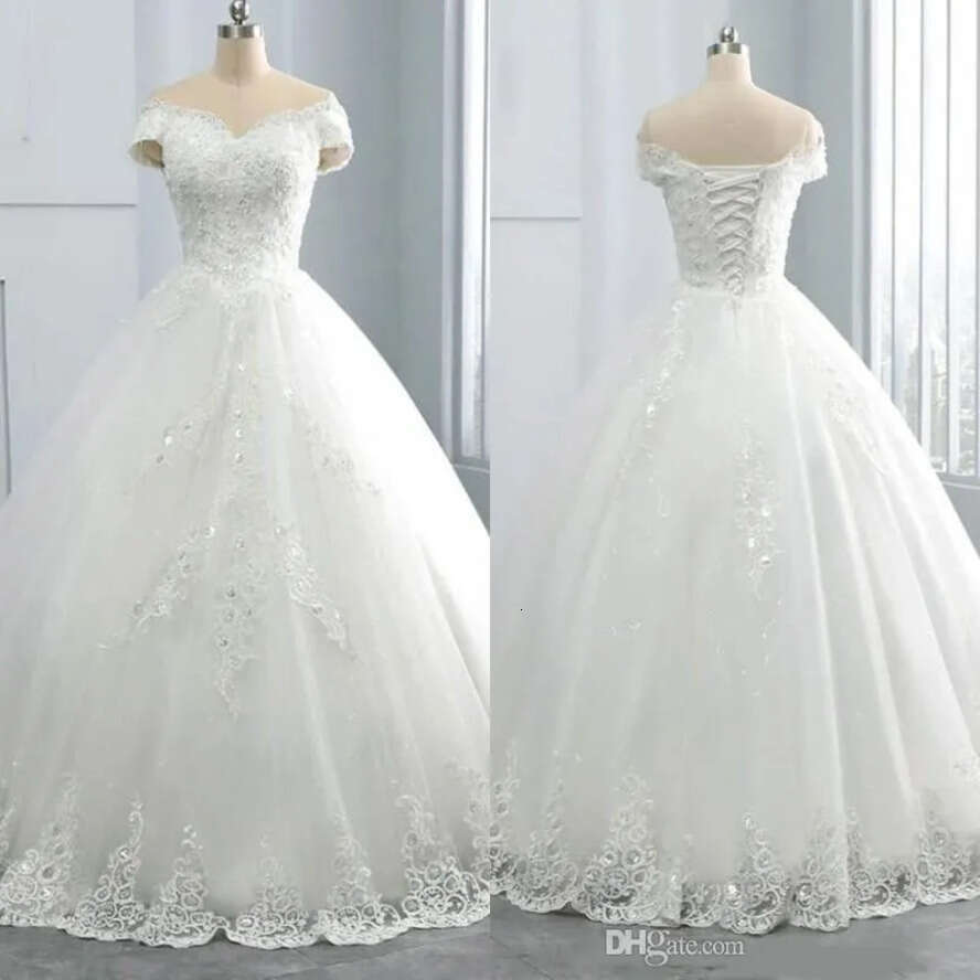 Winter Stunning Lace V-Neck Wedding Dresses Appliques Plus Size Off The Shoulder Ball Custom Vestido De Novia Formal Bridal Gown