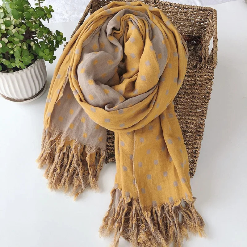 Winter warm cotton doublesided small square pattern thick shawl 241009