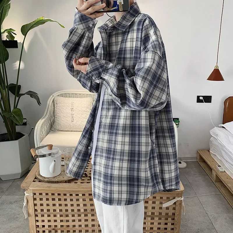 Trendy Plaid Shirt Mens Long Sleeve Casual Korean Style Ins Jacket 2021 Spring Autumn Fashionable Hong Kong Style System LX241017