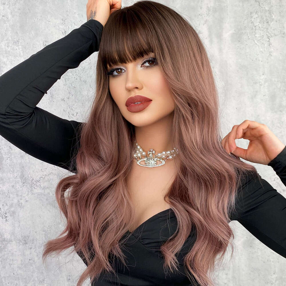 Wave Curled Wig, Fashionable, Straight Bangs, Hair, Fluffy, Natural, Large Waves, Sexy Long Curly Hair