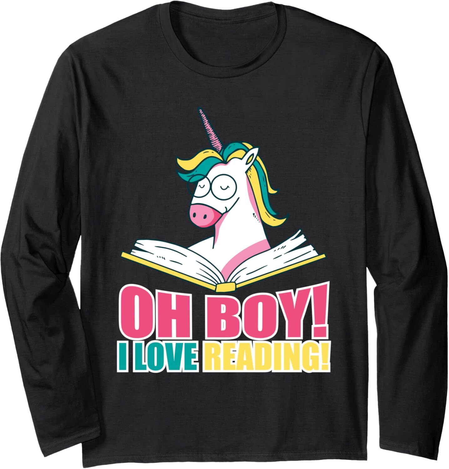 Long Sleeve Shirts for Men sweatshirt Vintage Oh Boy I Love Reading Unicorn Bookworm Book Reader Long Sleeve Streetwear Casual tops clothes