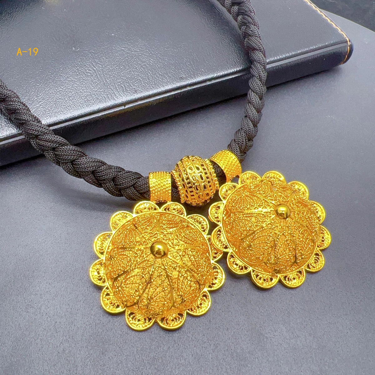 Ethiopian Flower Shape Gold Plated 6pcs Jewelry Sets For Women Dubai Nigerian Necklace Jewellery Set Wedding Party Gifts 241016