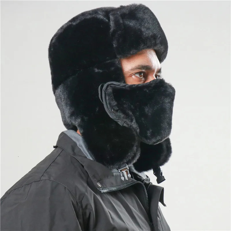 CAMOLAND Soviet Army Military Badge Bomber Hat Men Women Russia Ushanka Hats Faux Rabbit Fur Earflap Snow Caps Trapper 241016 - view 5